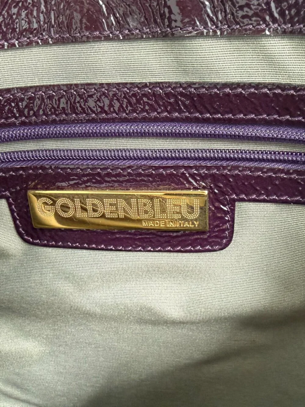 Goldenbleu Italian Plum Patent Leather Bag